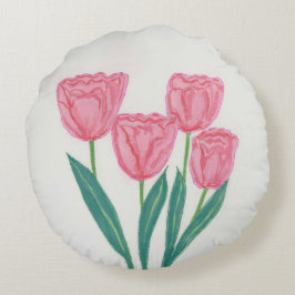 Almofada Redonda Kind Tulips Florals Travesseiro decorativo
