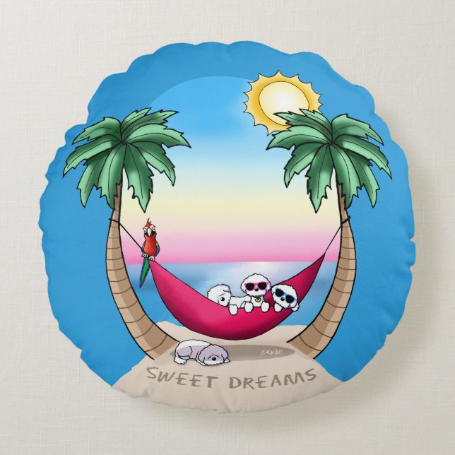 Almofada Redonda KiniArt Bichon Sweet Dreams (Frente)