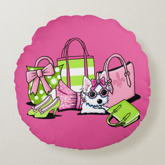 Almofada Redonda KiniArt Olivia Girlie Things Westie (Frente)