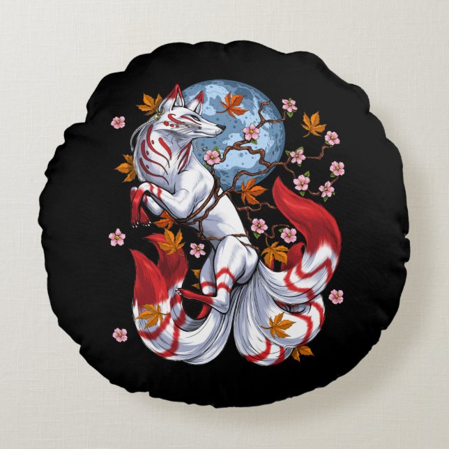 Almofada Redonda Kitsune Japanese Fox (Frente)