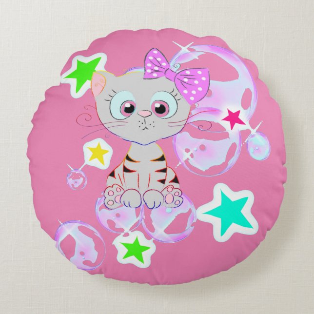 Almofada Redonda Kitten rico - (Frente)