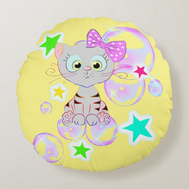 Almofada Redonda Kitten rico - (Frente)