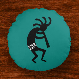 Almofada Redonda Kokopelli Southwest Teal Design