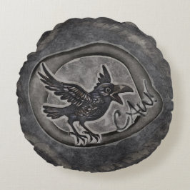 Almofada Redonda Krähe Crow Rabe ruft CAW!