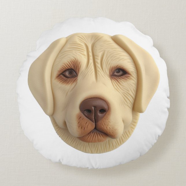 Almofada Redonda Labrador Dog 3D Inspirado (Frente)