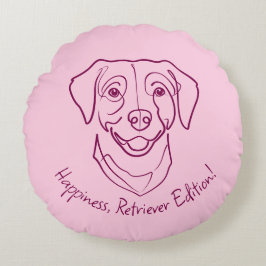 Almofada Redonda Labrador Retriever. Felicidade, Edição Retriever!