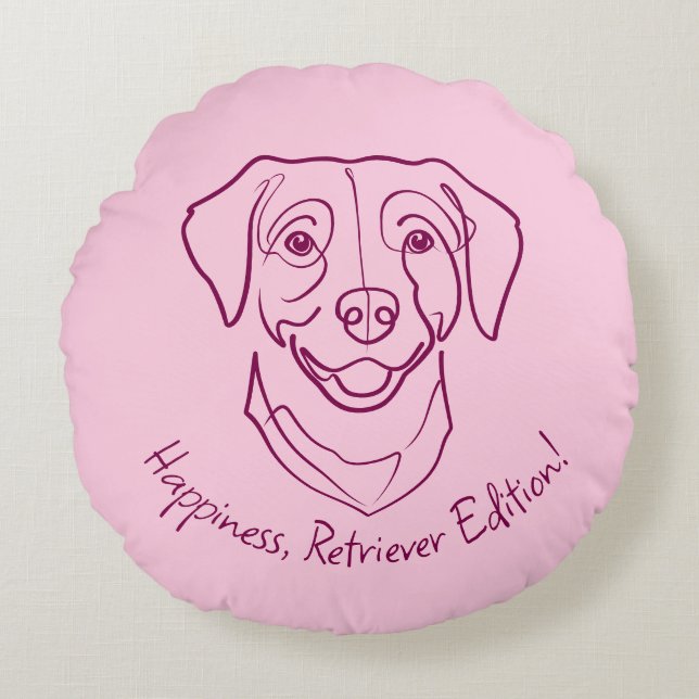 Almofada Redonda Labrador Retriever. Happiness, Retriever Edition! (Frente)