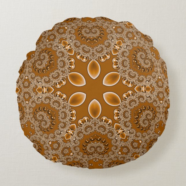 Almofada Redonda Lace Fractal Caramelo (Frente)
