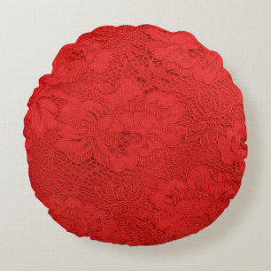 Almofada Redonda Lace vermelho elegante, textura perfeita
