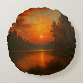 Almofada Redonda Lago Sunset - Ênfase Inspirada na Natureza