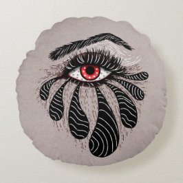Almofada Redonda Lágrimas Pretas Vermelhas Gótica