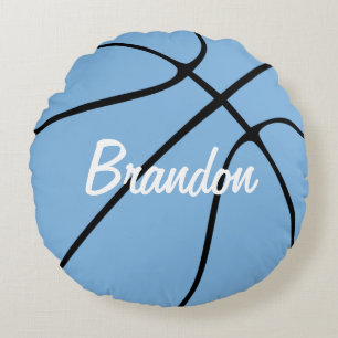 Almofada Redonda Lance redondo do basquetebol azul customizável de