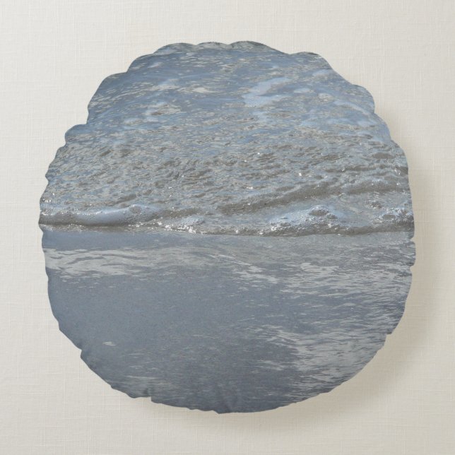 Almofada Redonda Lapidação de água na fotografia Abstrato da praia (Frente)