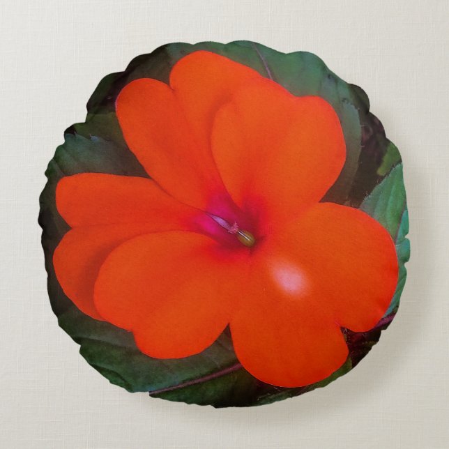 Almofada Redonda Laranja Impatite Flor (Frente)
