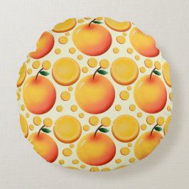 Almofada Redonda Laranja vibrante 3D brilhante e fruta Tangerina