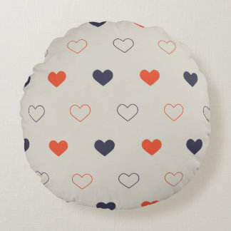 Almofada Redonda Large - Lovely hearts / orange cream dark