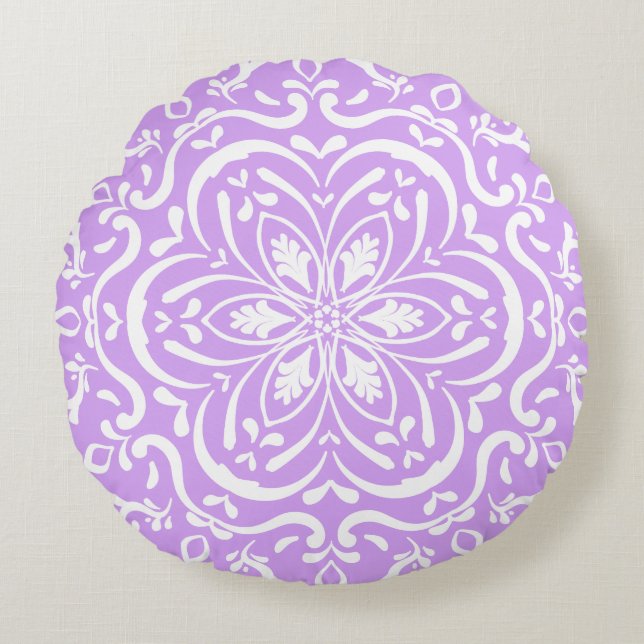 Almofada Redonda Lavanda Mandala (Frente)