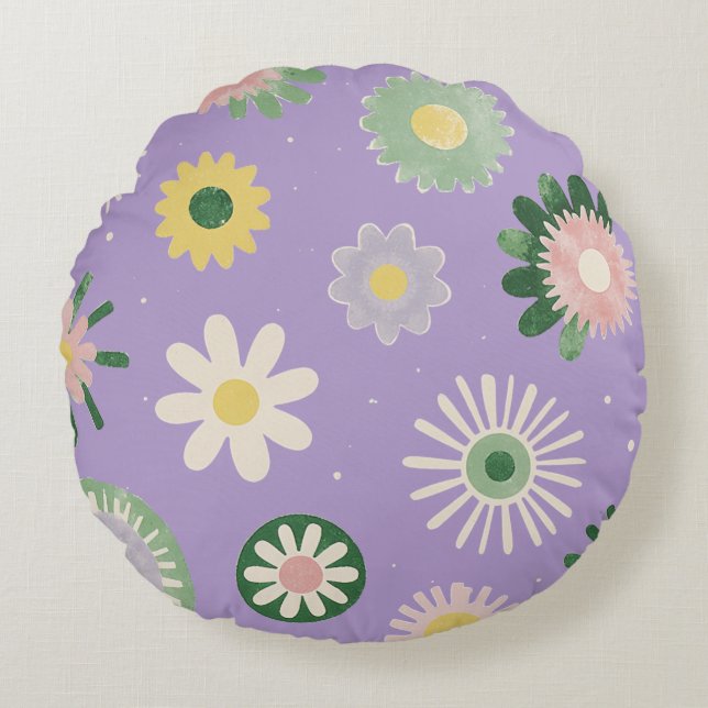 Almofada Redonda Lavender Daisy Round Pillow (Frente)