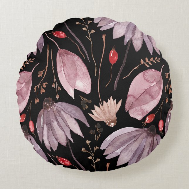 Almofada Redonda Lavender Lotus Flowers Round Throw Pillow (Frente)