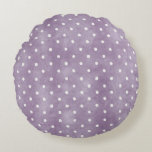 Almofada Redonda Lavender White Polka Dots Birthday<br><div class="desc">Lavender White Polka Dots Birthday</div>