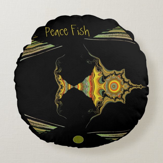 Almofada Redonda LavishlyOn Multi-Colour Peace Fish (Frente)