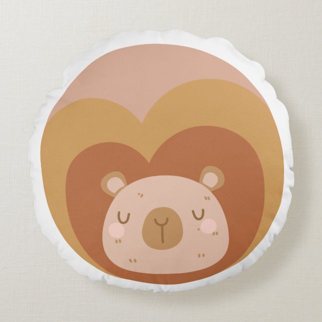 Almofada Redonda Leão Adorável - Travesseiro Redondo de Animais Cut (Frente)