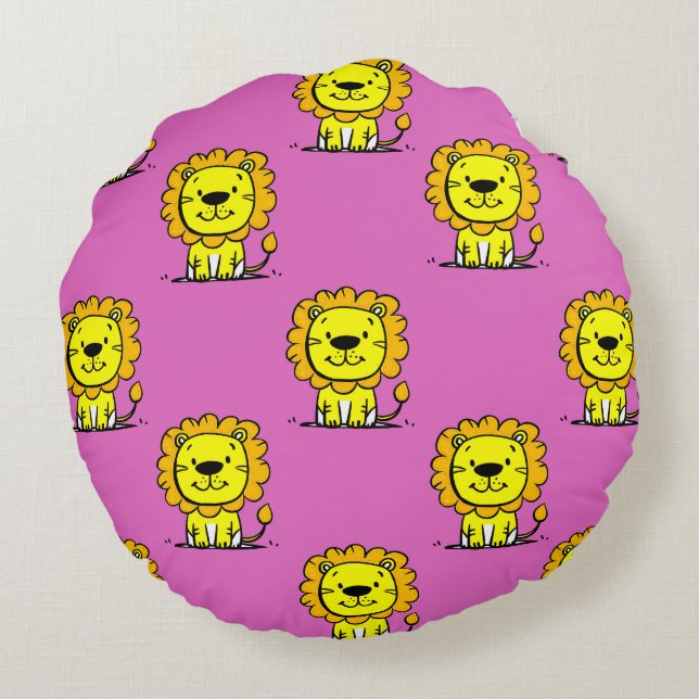 Almofada Redonda Leão Rosa Bonito (Verso)