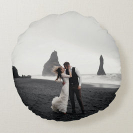 Almofada Redonda Lembrança de Foto de Casamento para Recém-Casados