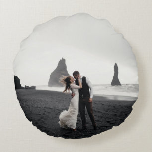Almofada Redonda Lembrança de Foto de Casamento para Recém-Casados
