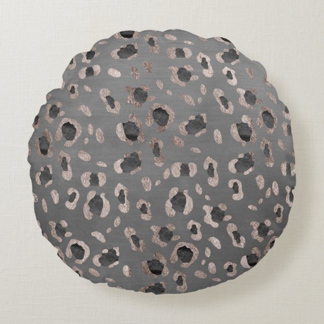Almofada Redonda Leopard Animal Print Glam nº 6 (Frente)