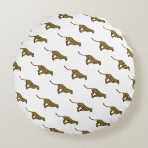 Almofada Redonda Leopard Brown e Yellow Silhouette