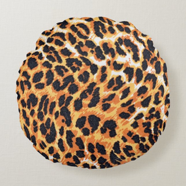 Almofada Redonda leopard fur as backgroundleopard,pattern,print,ski (Frente)
