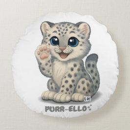 Almofada Redonda Leopardo-das-neves - Ron-ronel
