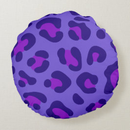 Almofada Redonda Leopardo Roxo Elétrico