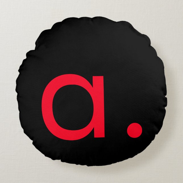 Almofada Redonda Letra Negra Vermelha Monograma Inicial Simples (Frente)