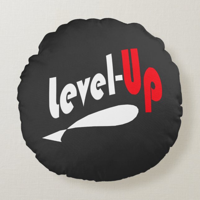Almofada Redonda Level-Up Black round throw pillow (Frente)