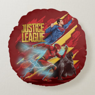 Almofada Redonda Liga da Justiça   Crachá Superman, Flash e Batma