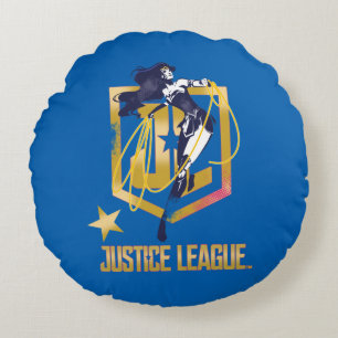 Almofada Redonda Liga da Justiça Mulher Maravilha Logotipo JL Po