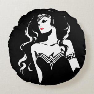 Almofada Redonda Liga da Justiça Mulher Maravilha Noir Pop Art