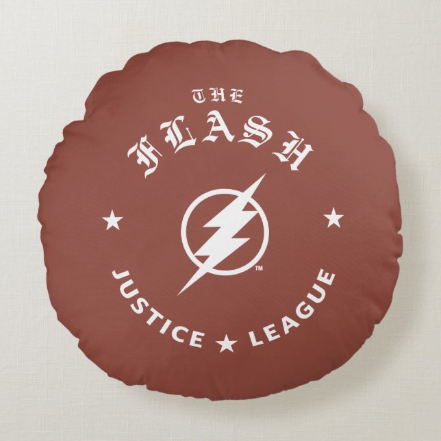 Almofada Redonda Liga da Justiça | O Emblema De Relâmpago Retroativ (Frente)