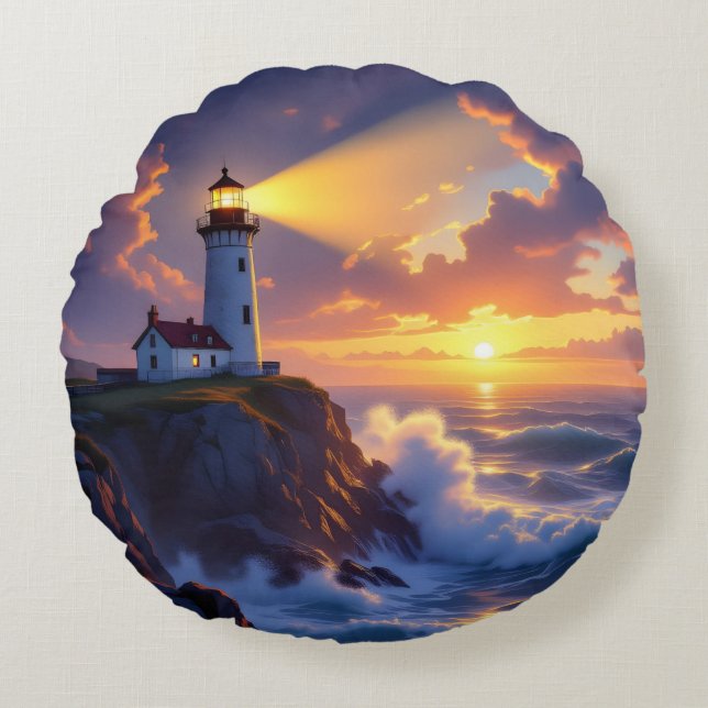Almofada Redonda Lighthouse Sunset Pillow (Frente)