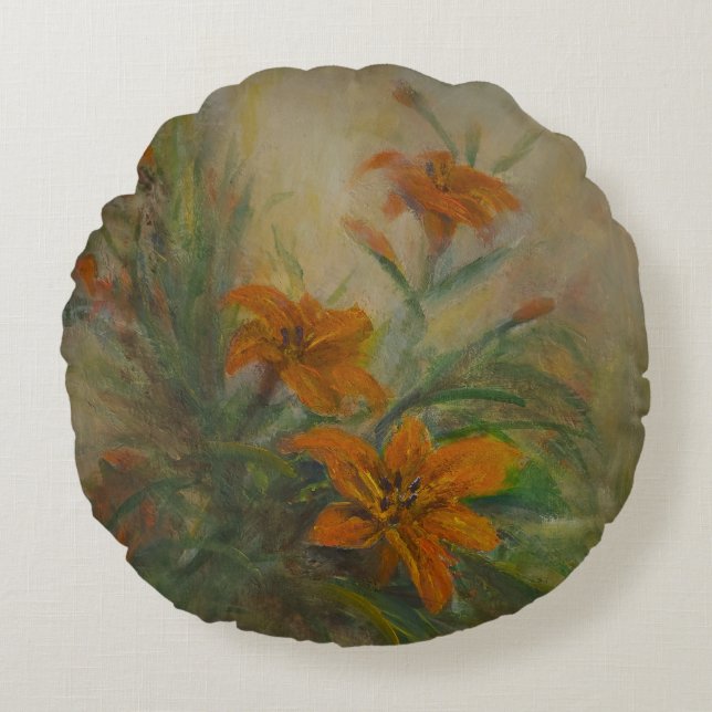 Almofada Redonda Lilases Tigre (Frente)