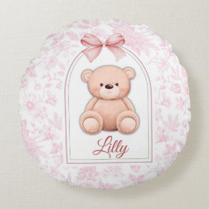 Almofada Redonda Lilly   Design de Enfermeiro de Urso Rosa Personal