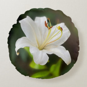 Almofada Redonda Lily branca-selvagem