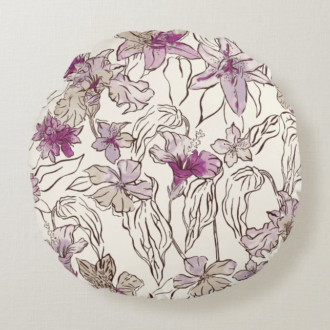Almofada Redonda Lily Floral Travesseiro decorativo/Cushion (Frente)