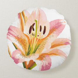Almofada Redonda Lily Pink Flower | Belo Pintura