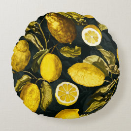 Almofada Redonda Limão e Folha Padrão V