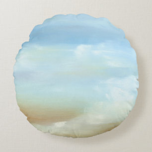Almofada Redonda Linda paisagem com nuvens Fluffy