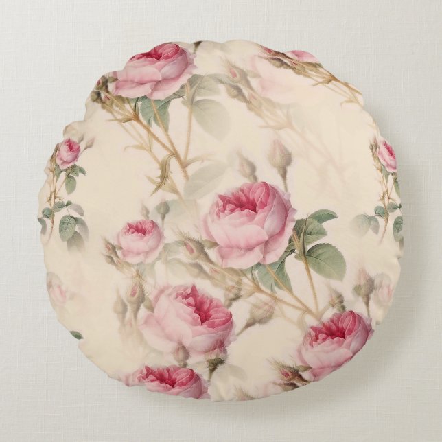Almofada Redonda Linda Vintage Floral (Frente)
