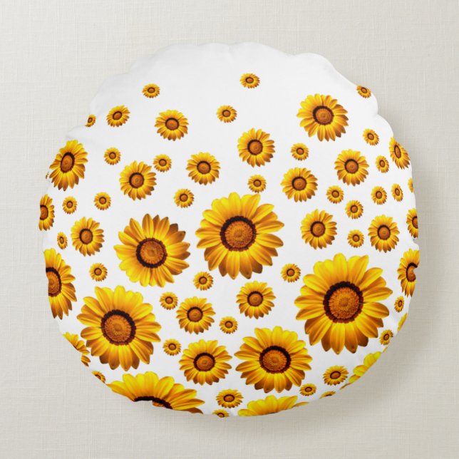 Almofada Redonda Lindas flores amarelas (Frente)